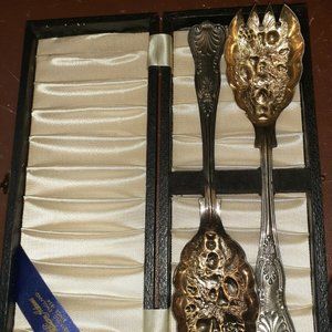 William Adams Silverplate Large Berry Spoon And Spork Servers